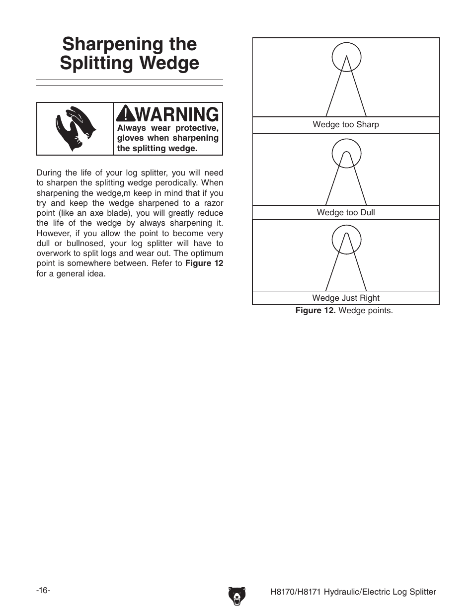 Sharpening the splitting wedge | Grizzly H8170/H8171 User Manual | Page 18 / 32