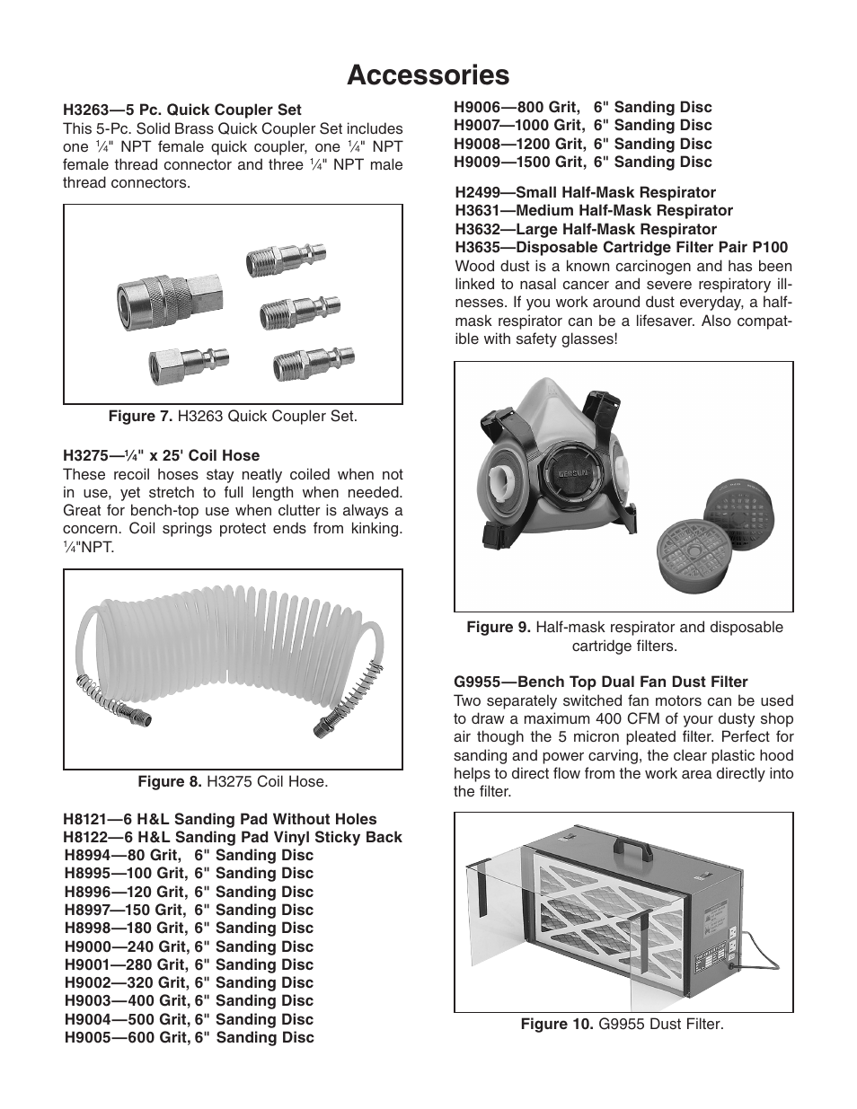 Accessories | Grizzly 6" random orbital sander H8120 User Manual | Page 3 / 4