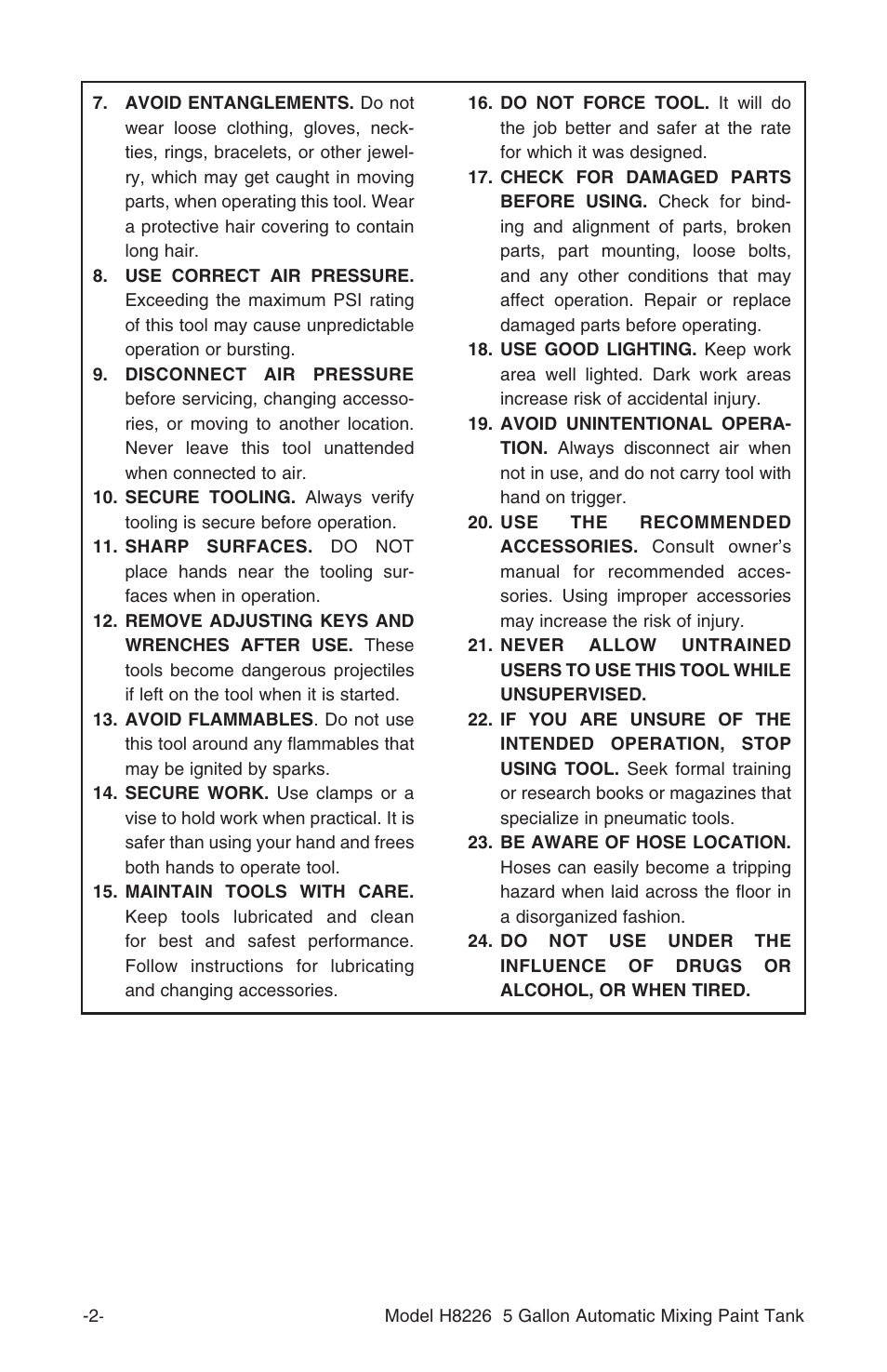 Grizzly 5 GALLON AUTOMATIC MIXING PAINT TANK H8226 User Manual | Page 4 / 16