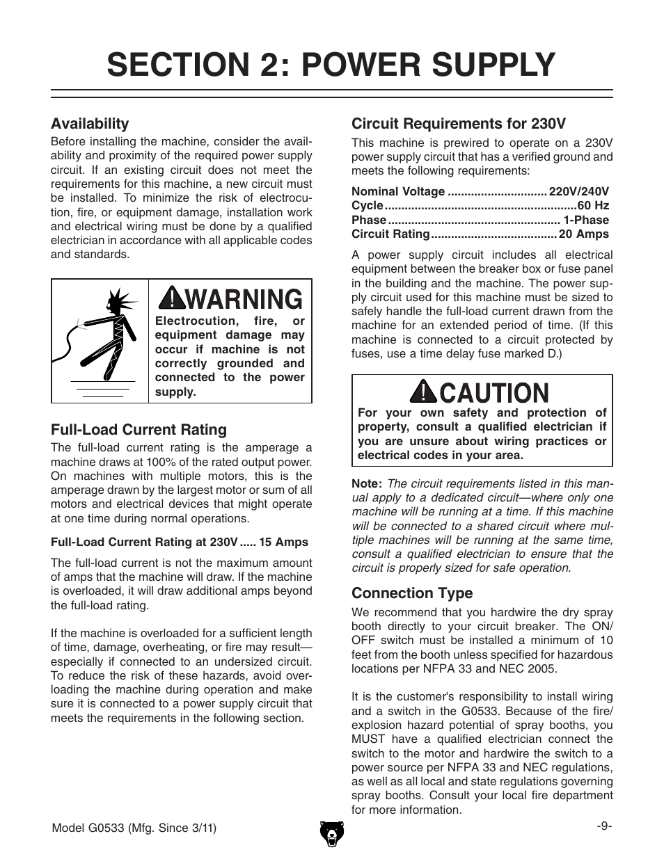 Grizzly 3HP Dry Spray Booth G0533 User Manual | Page 11 / 32