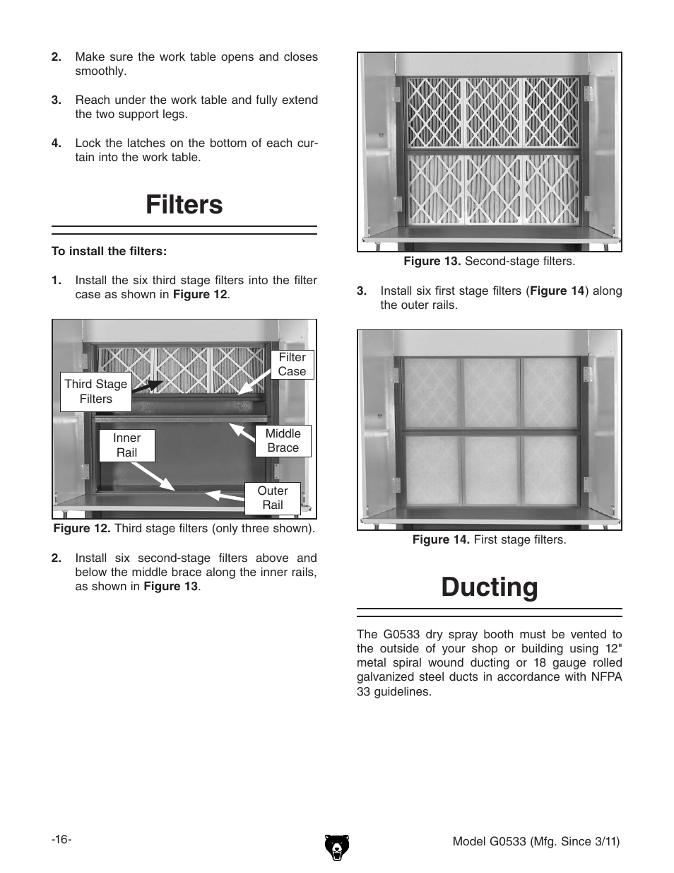 Filters, Ducting | Grizzly 3HP Dry Spray Booth G0533 User Manual | Page 18 / 32
