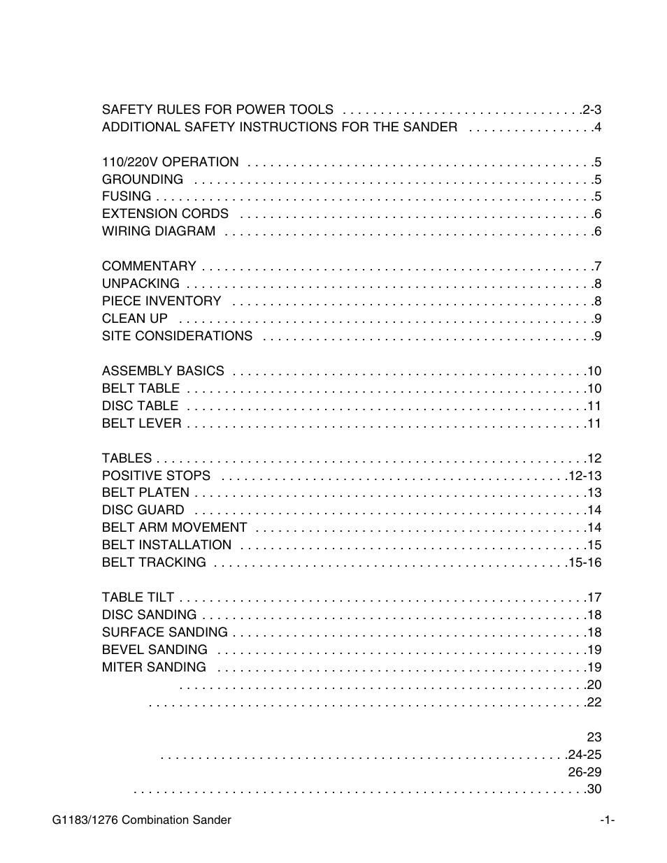 Grizzly G1276 User Manual | Page 3 / 34