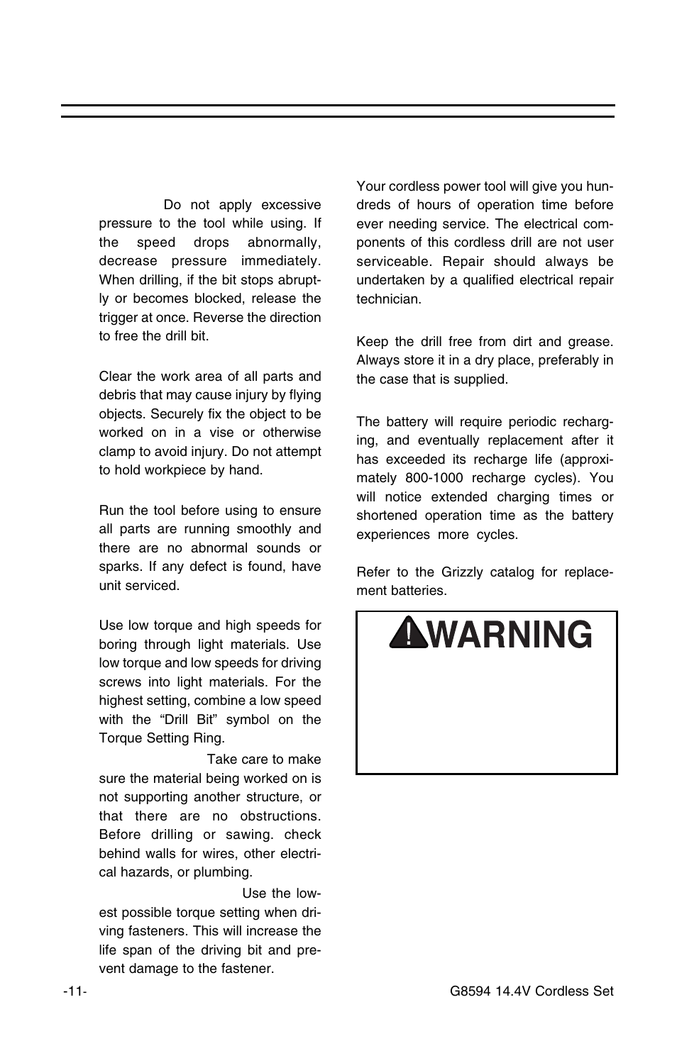 Operating tips and maintenance, Maintenance, Operating guides and tips | Grizzly 14.4v 3/8" Cordless Drill G8594 User Manual | Page 11 / 14
