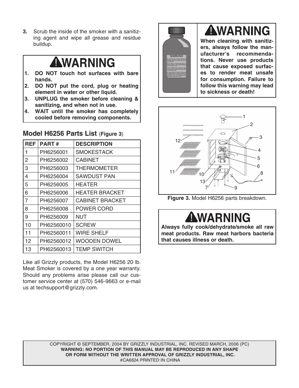 Model h6256 parts list | Grizzly H6256 User Manual | Page 2 / 2