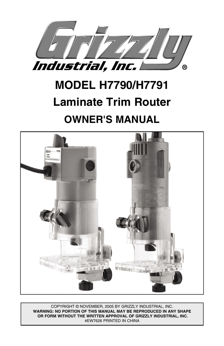Grizzly H7791 User Manual | 24 pages