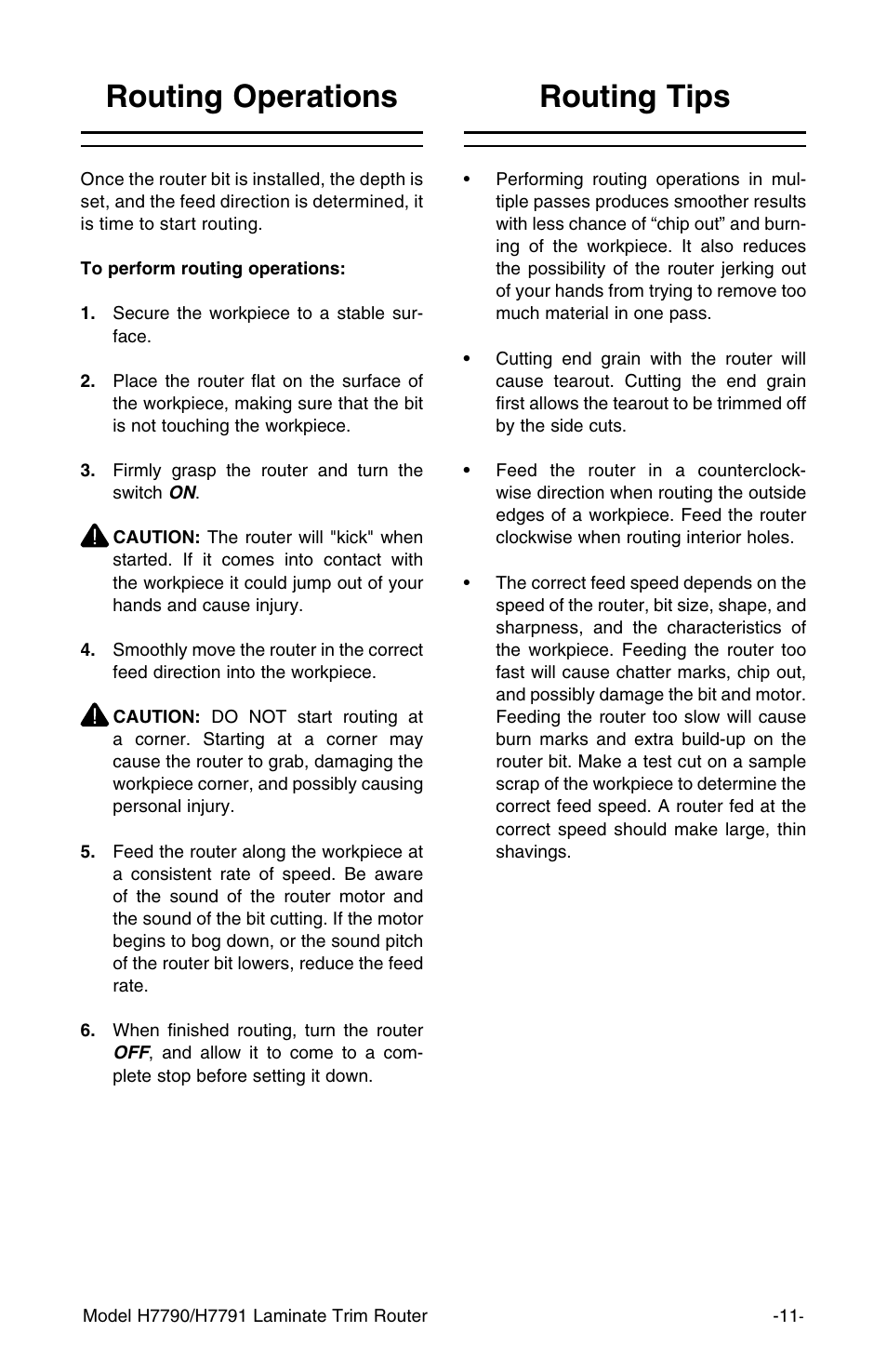 Routing operations routing tips | Grizzly H7791 User Manual | Page 13 / 24