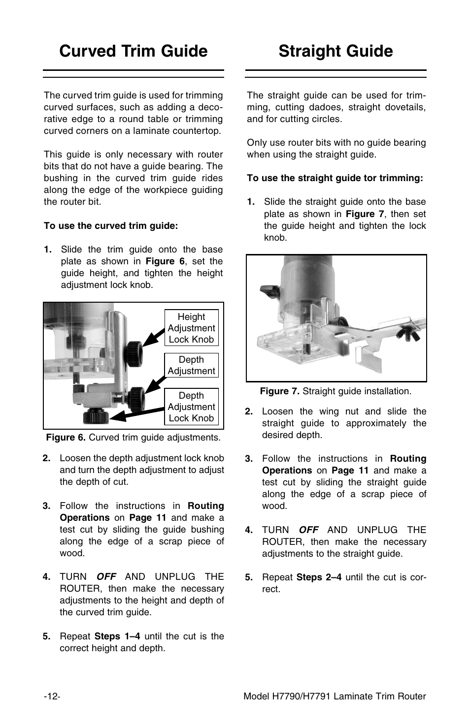 Straight guide, Curved trim guide | Grizzly H7791 User Manual | Page 14 / 24