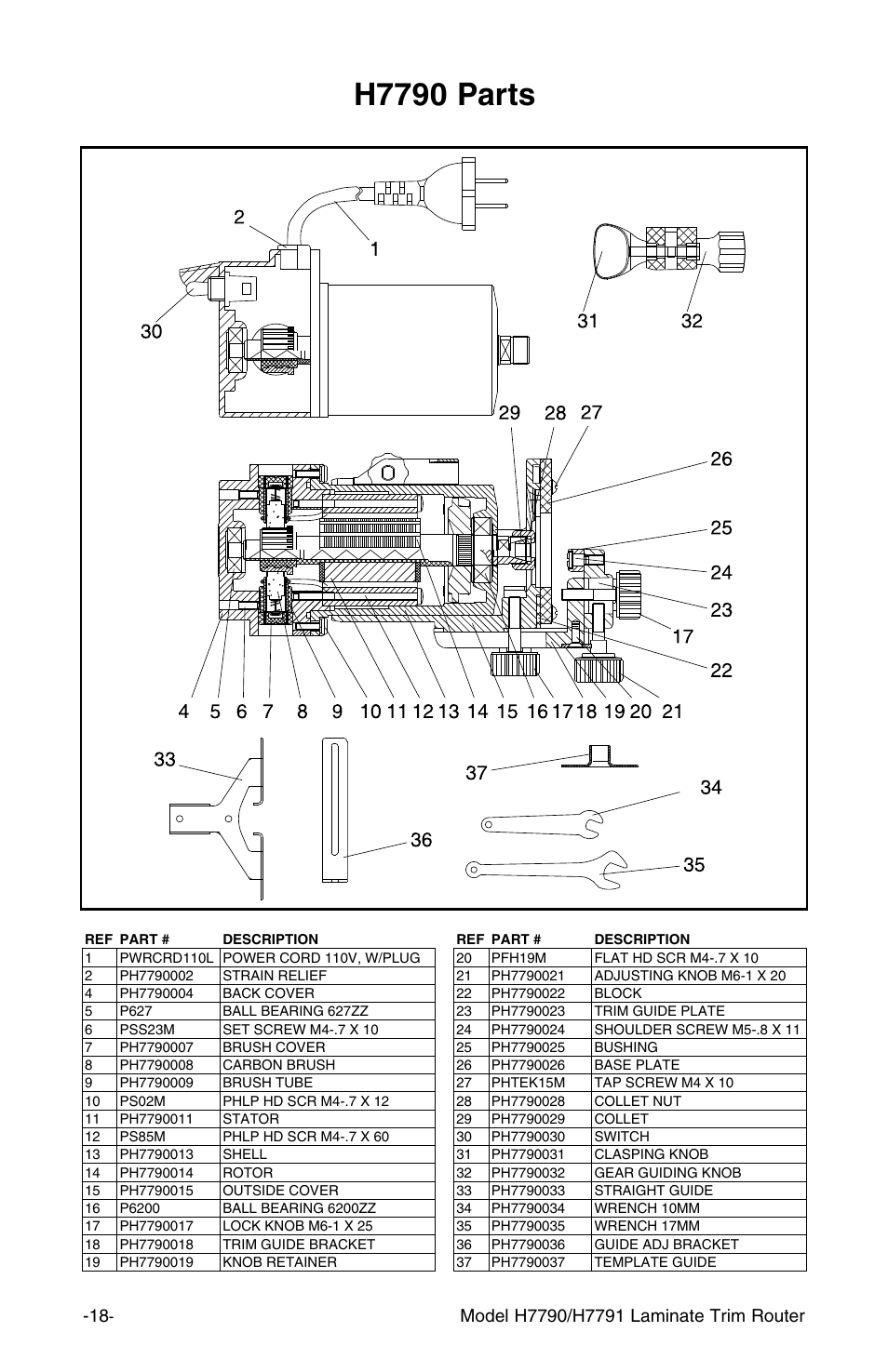 H7790 parts | Grizzly H7791 User Manual | Page 20 / 24