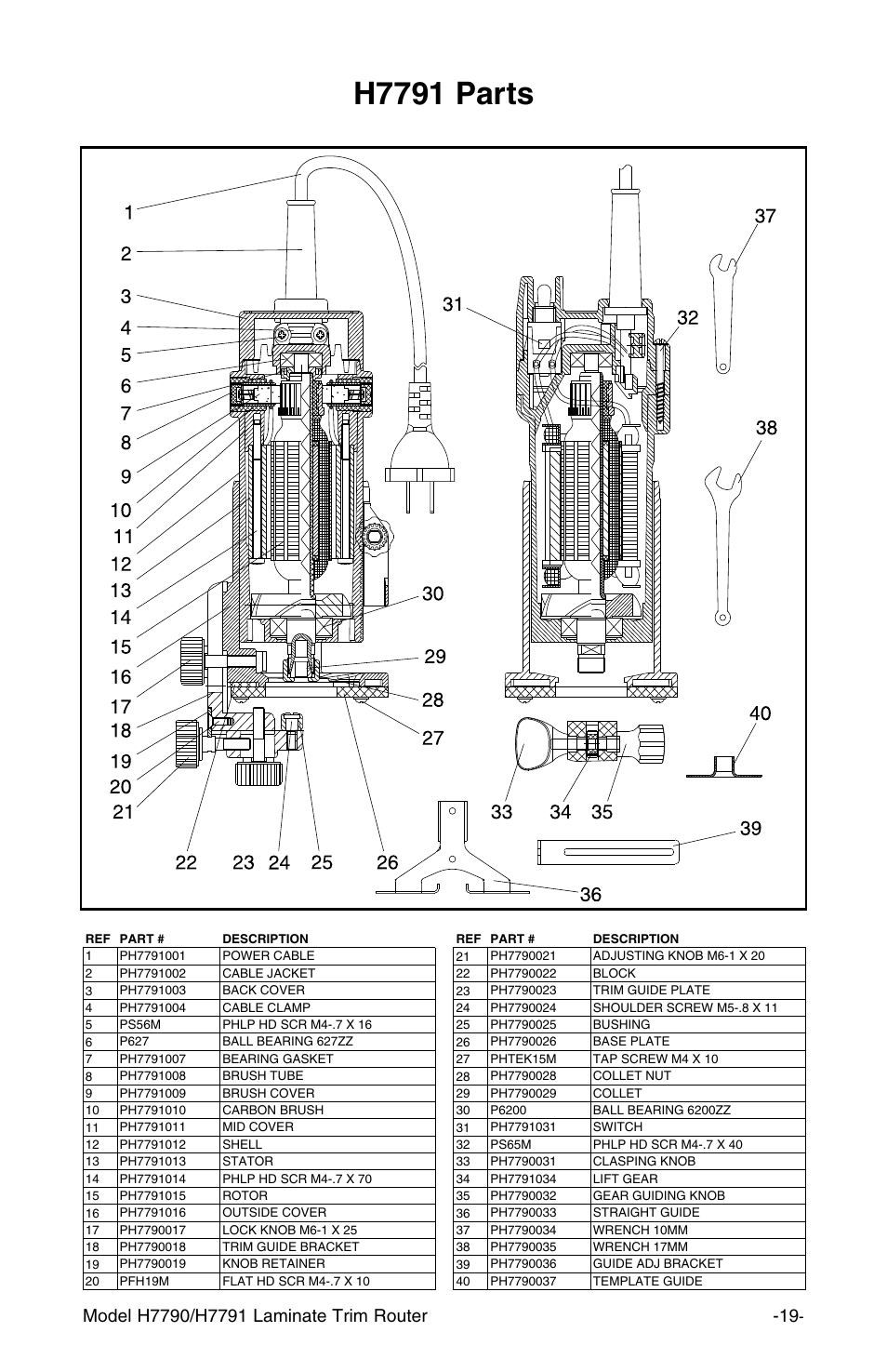 H7791 parts | Grizzly H7791 User Manual | Page 21 / 24
