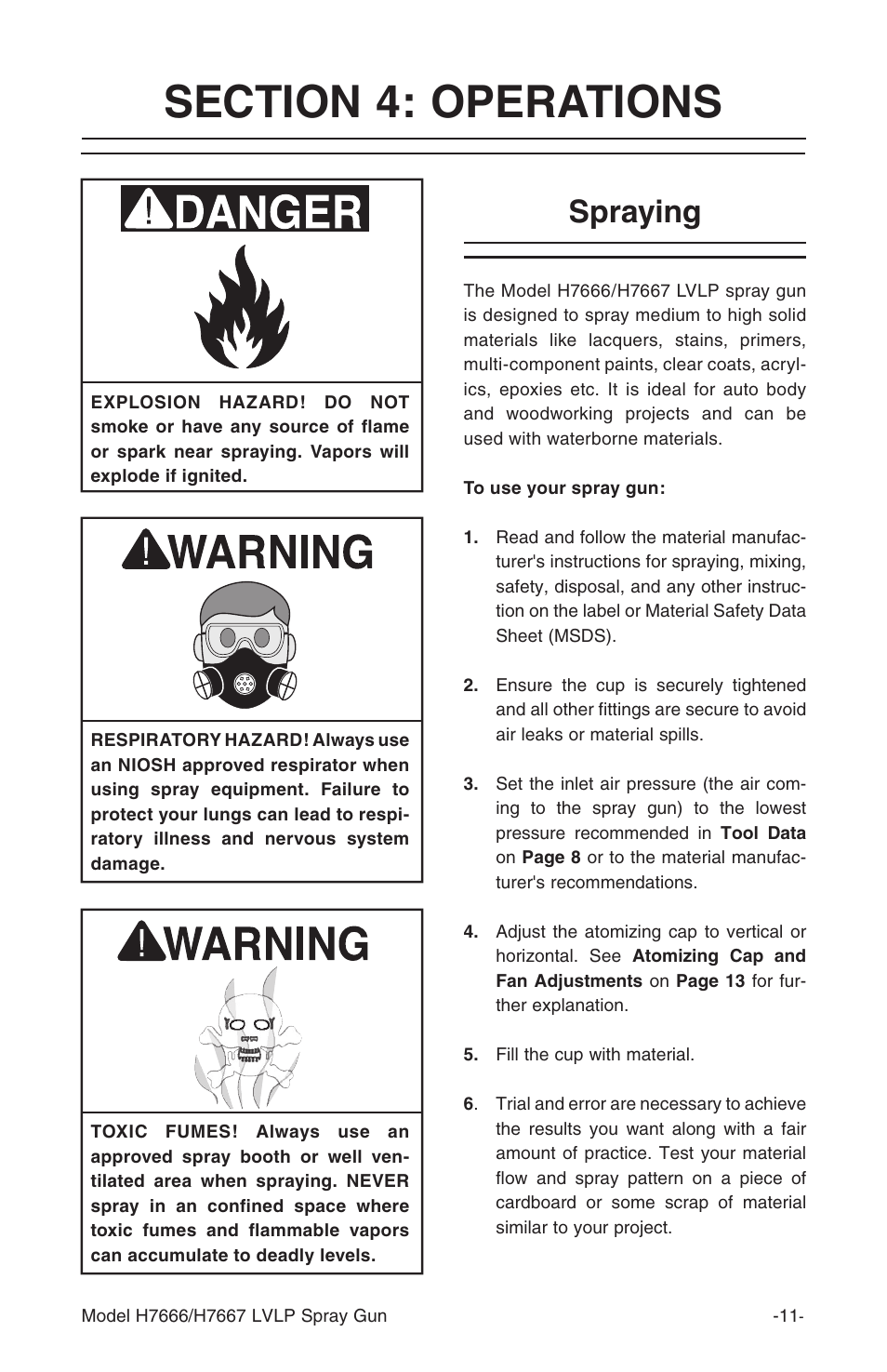 Spraying | Grizzly H7666/H7667 User Manual | Page 11 / 24