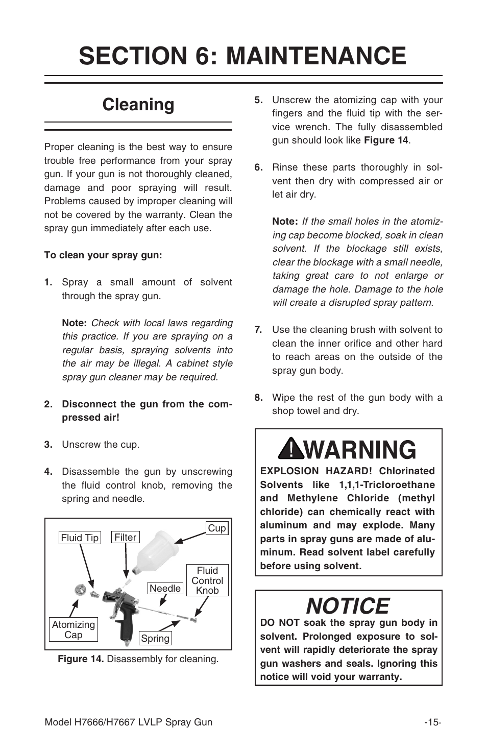 Notice, Cleaning | Grizzly H7666/H7667 User Manual | Page 15 / 24