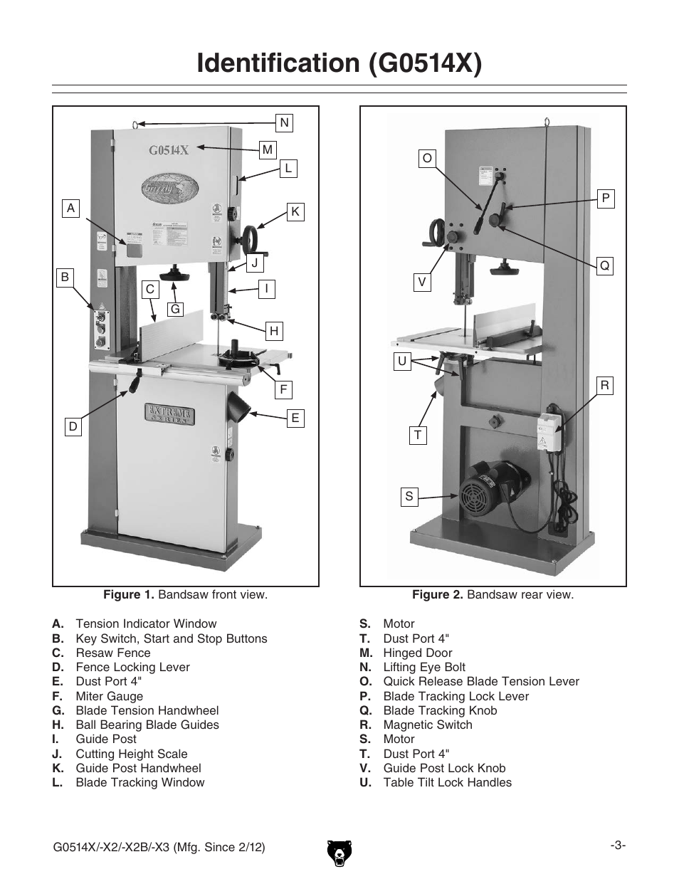 Identification (g0514x) | Grizzly Extreme Series Bandsaw G0514X User Manual | Page 5 / 96