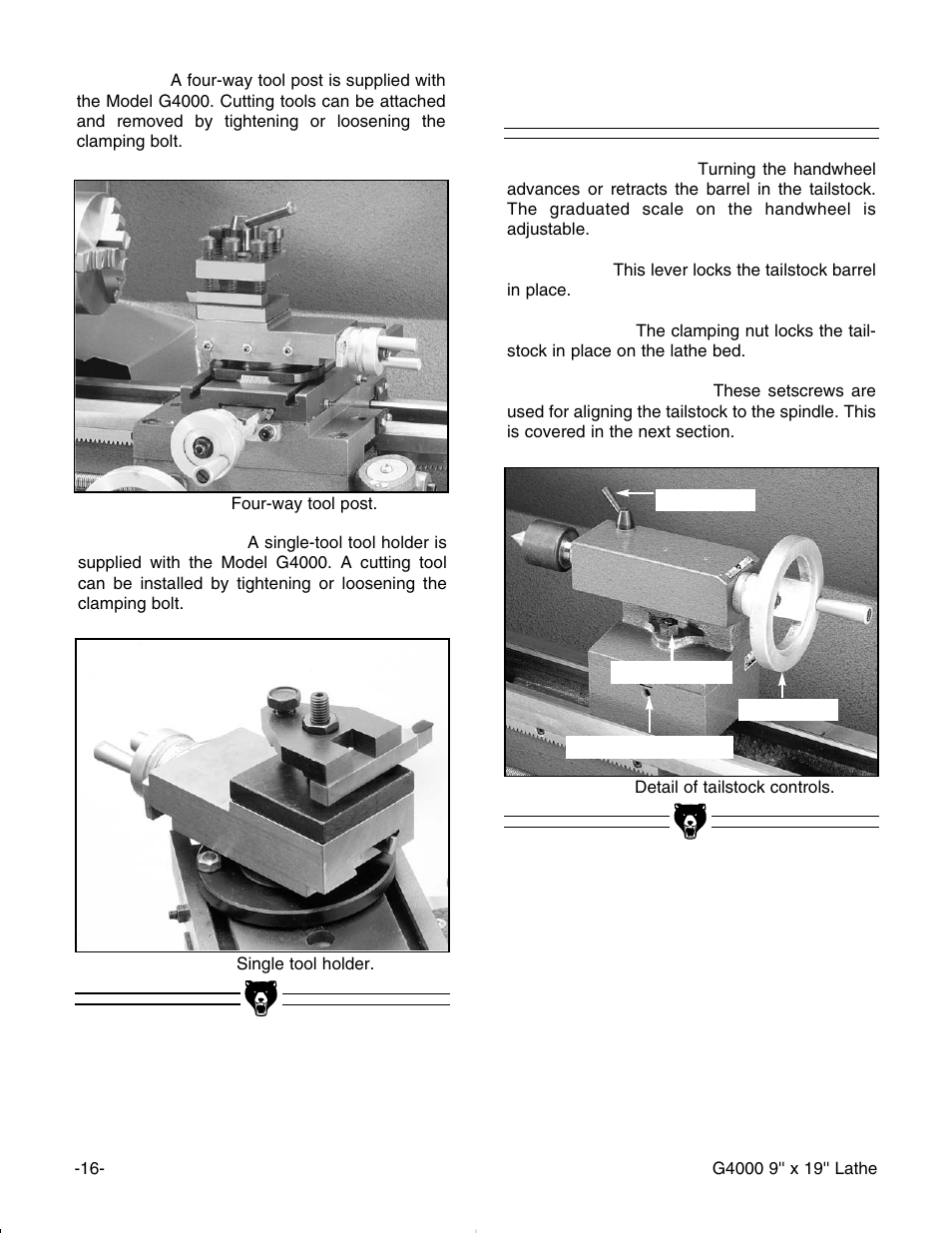 Tta aiills stto oc ck k c co on nttrro olls s | Grizzly G4000 User Manual | Page 17 / 57