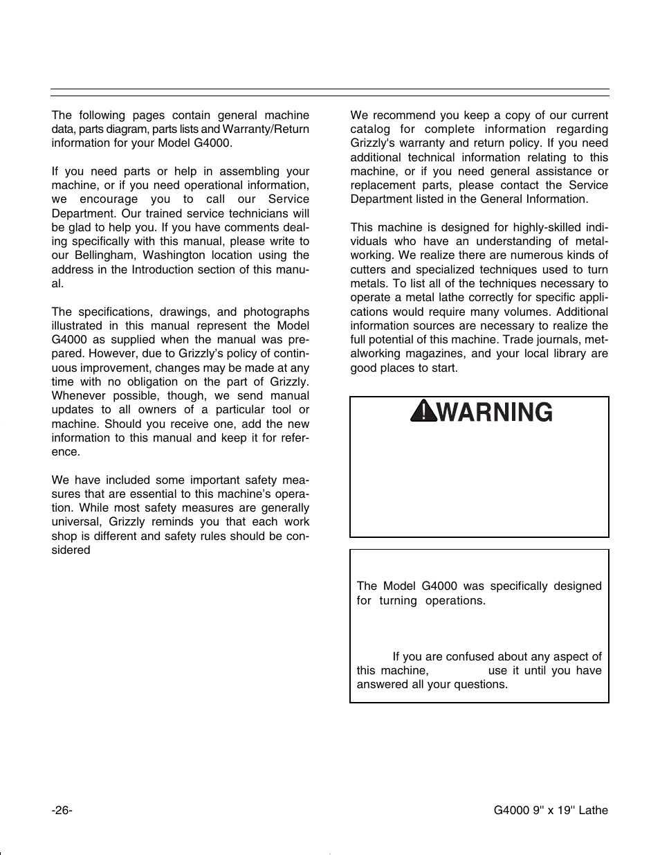 Sse ec ct tiio on n 8 8:: c cl lo os su ur re e, Nno ot tiic ce e | Grizzly G4000 User Manual | Page 27 / 57