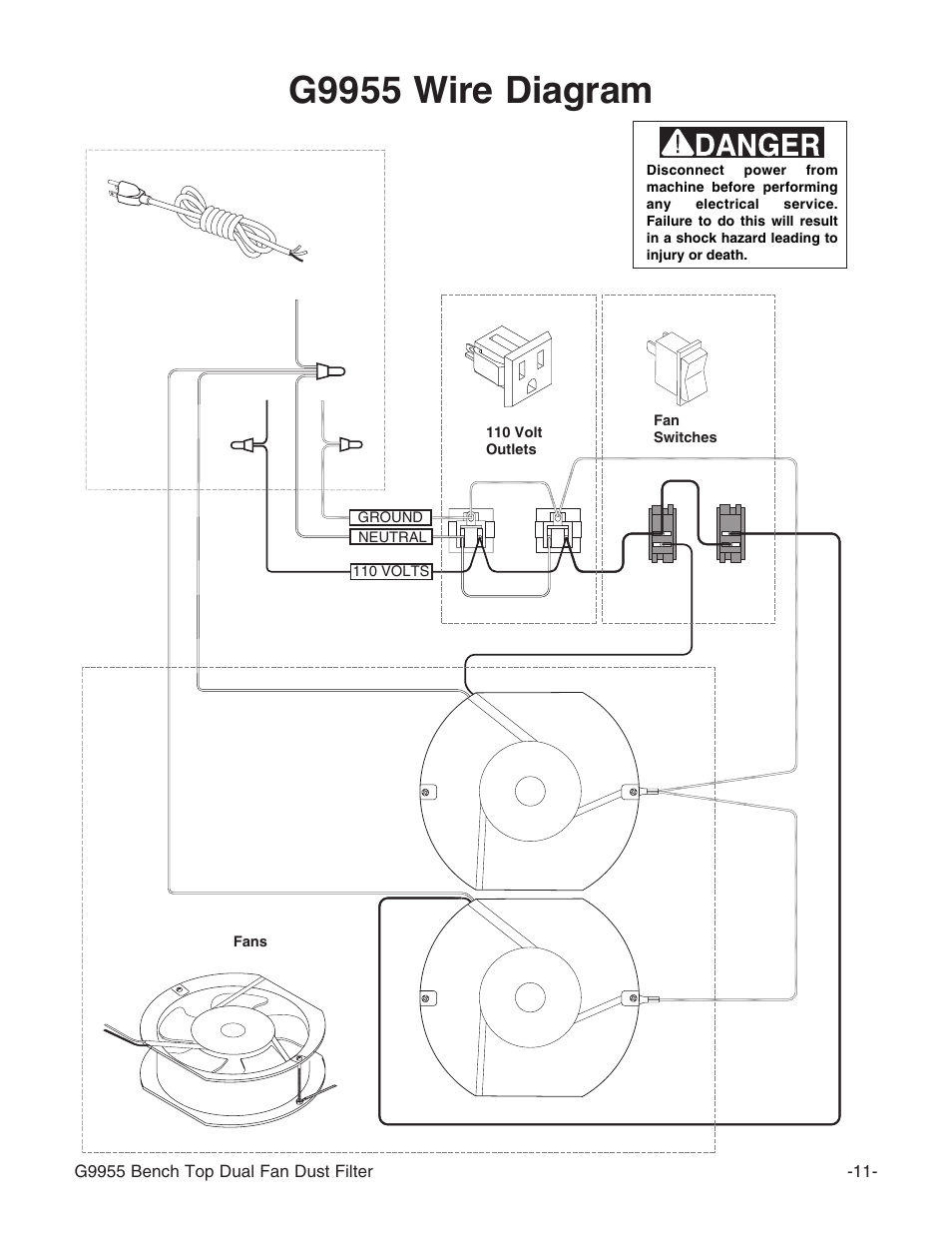 G9955 wire diagram | Grizzly G9955 User Manual | Page 13 / 20