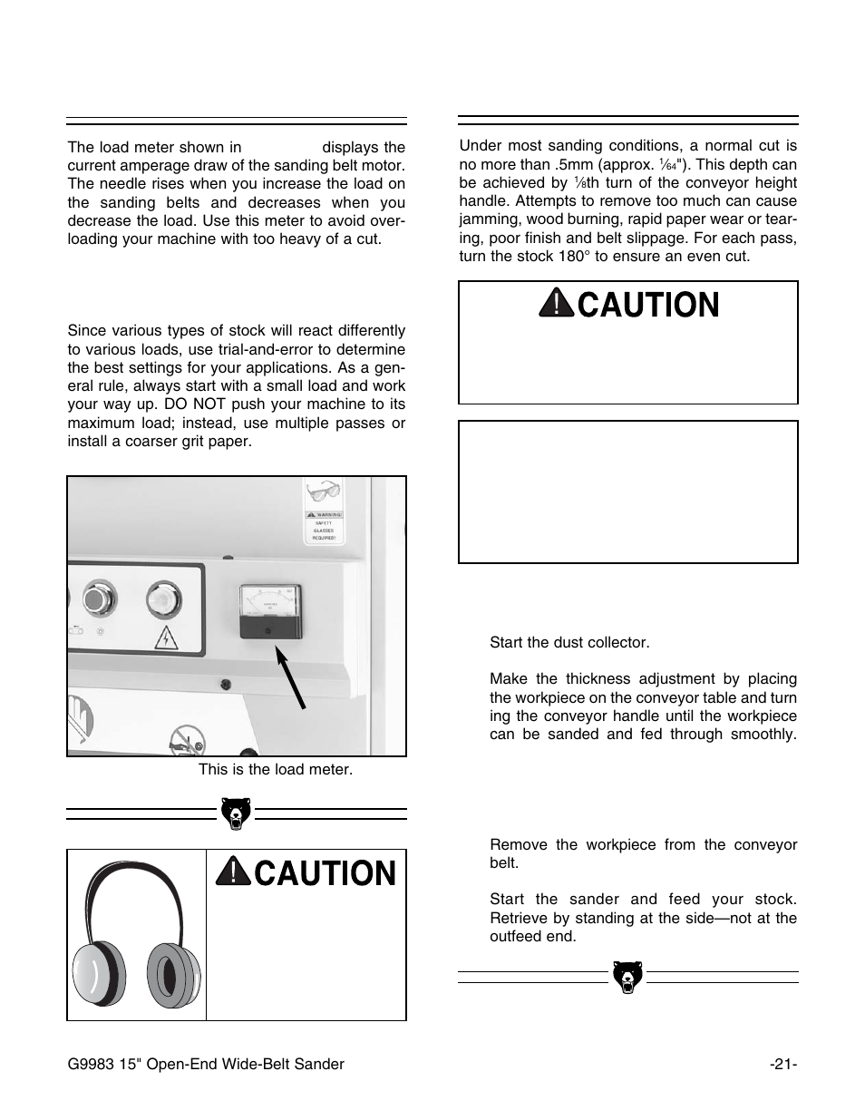 Load meter, Operation, Notice | Grizzly G9983 User Manual | Page 23 / 60