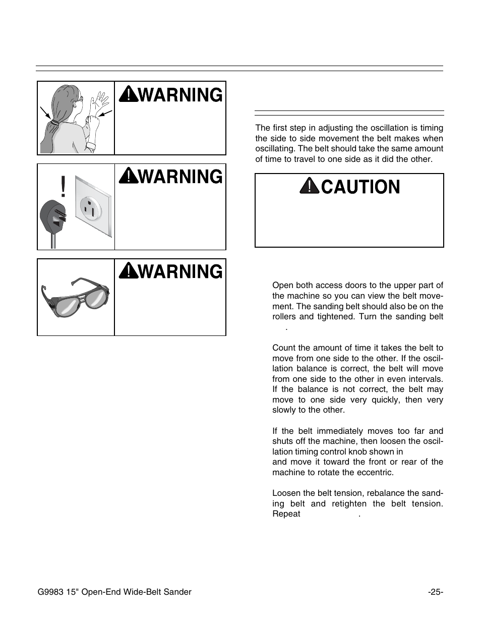 Oscillation timing | Grizzly G9983 User Manual | Page 27 / 60