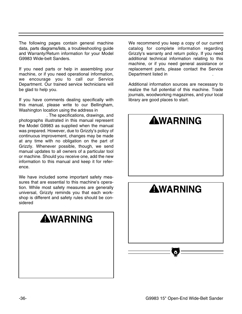 Grizzly G9983 User Manual | Page 38 / 60