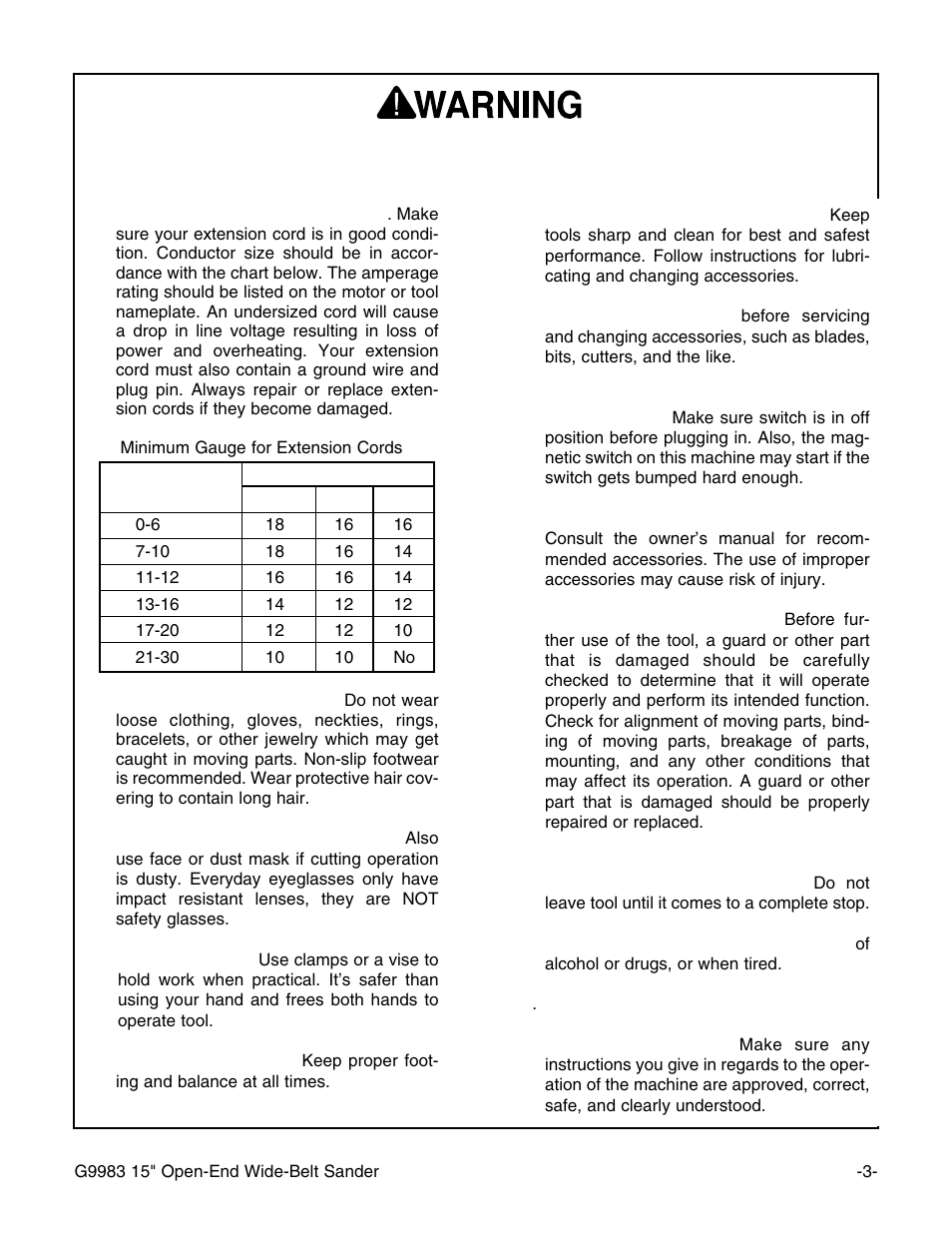 Safety instructions for power tools | Grizzly G9983 User Manual | Page 5 / 60