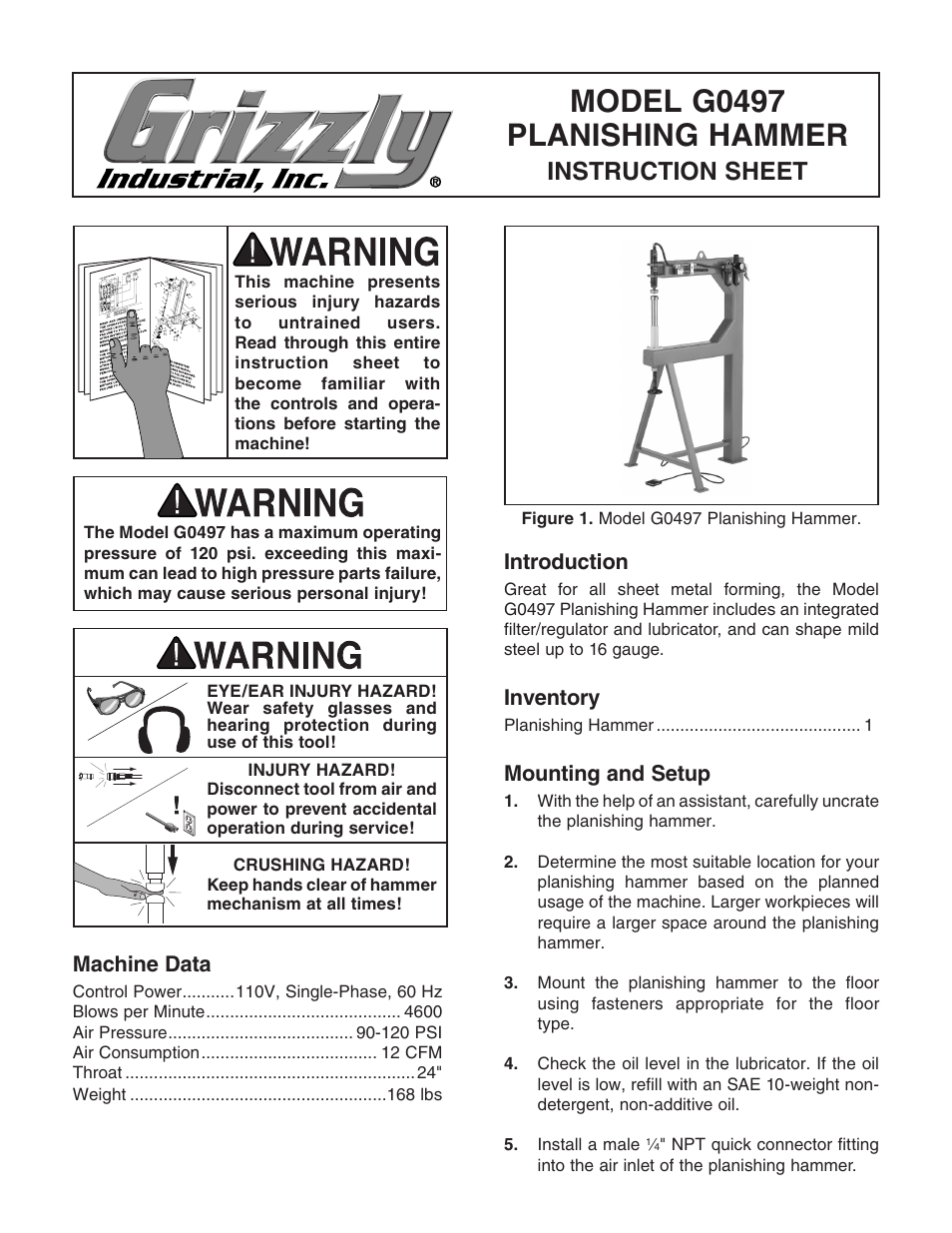 Grizzly Planishing Hammer G0497 User Manual | 4 pages