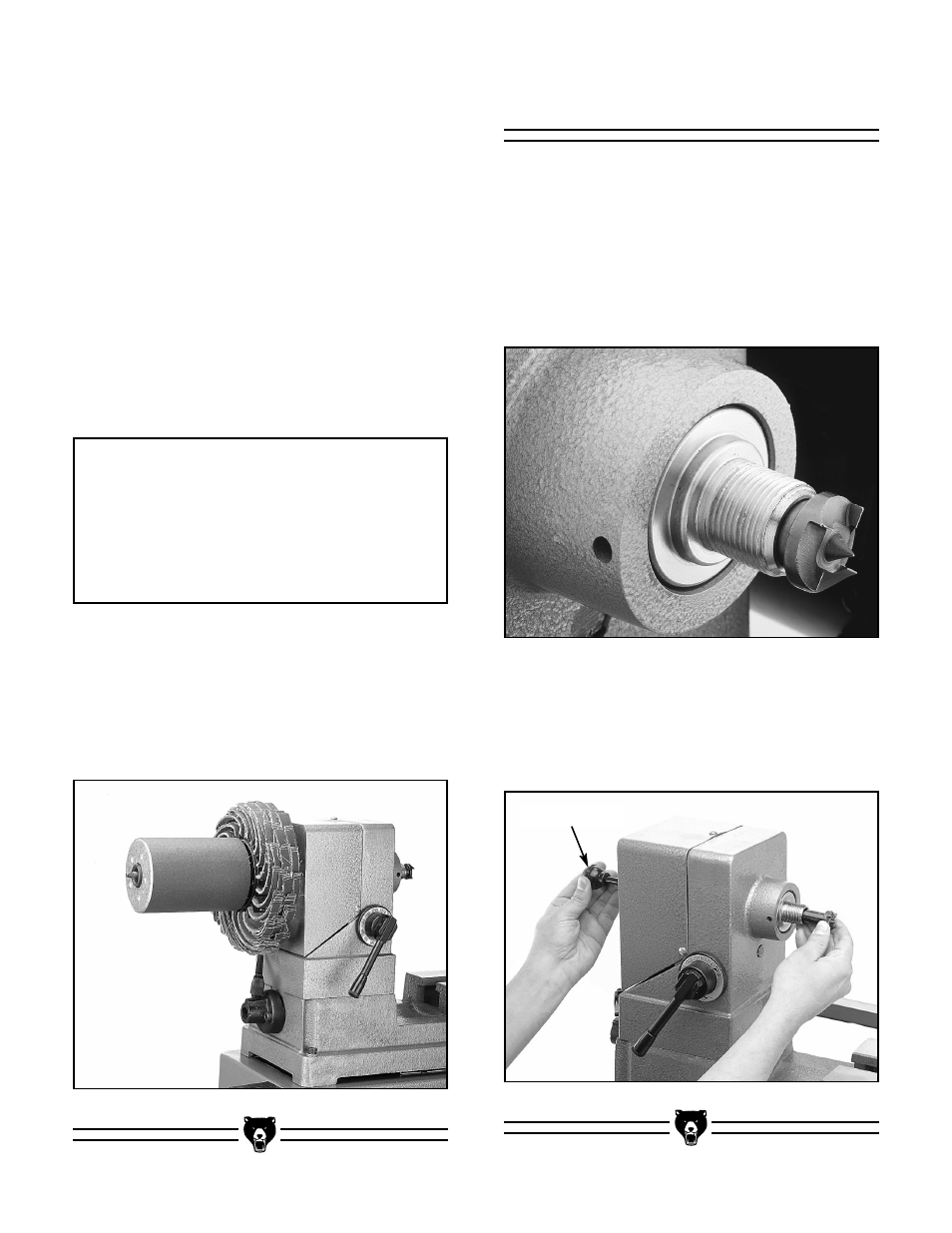 Spur center, Notice | Grizzly G1495 User Manual | Page 16 / 28