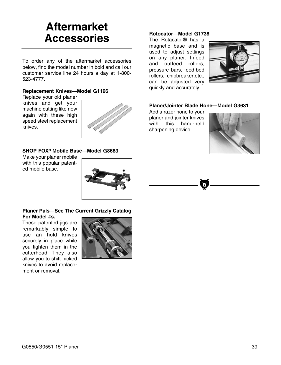 Aftermarket accessories | Grizzly Model G0550 User Manual | Page 41 / 56