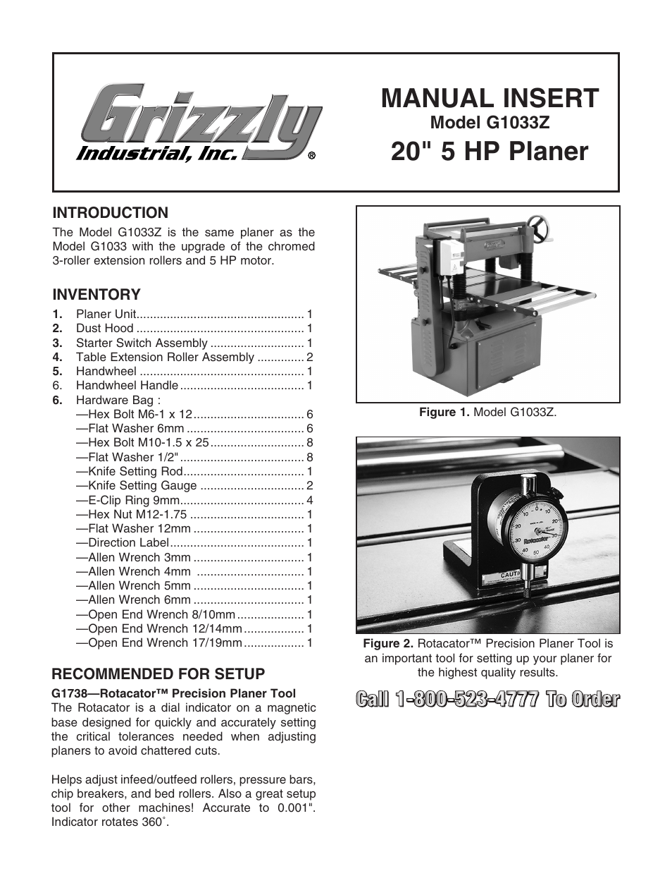 Grizzly Model G1033Z User Manual | 44 pages