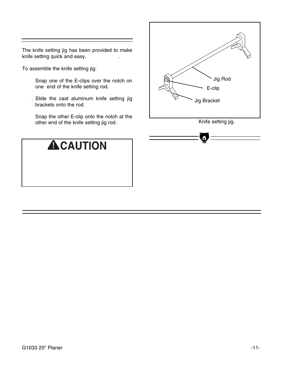 Knife setting jig | Grizzly Model G1033Z User Manual | Page 15 / 44