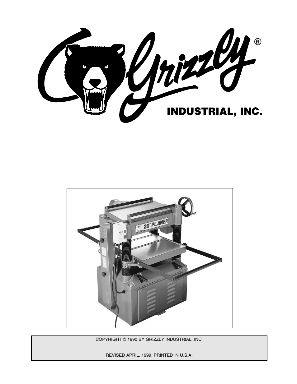 20'' planer, Instruction manual, Model g1033 | Grizzly Model G1033Z User Manual | Page 3 / 44