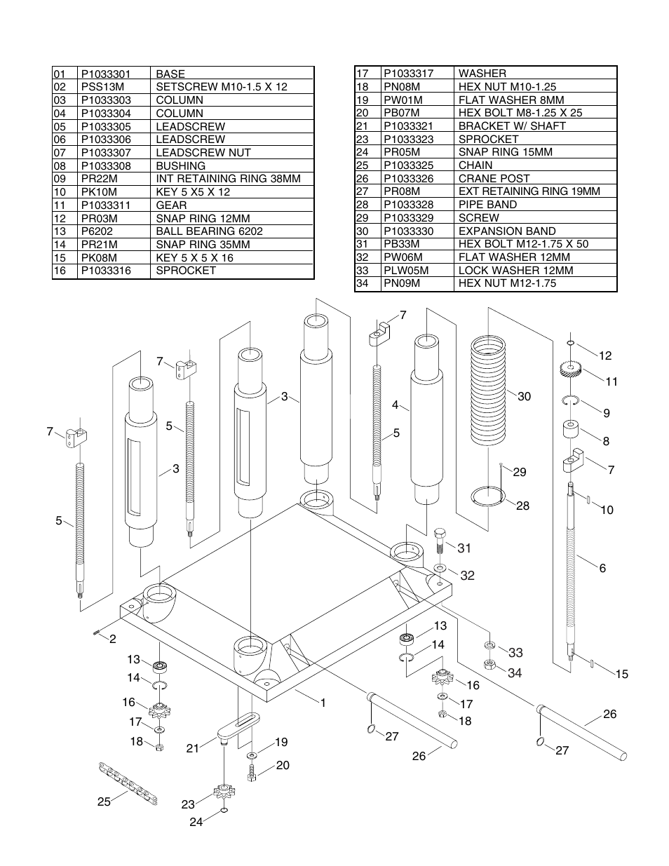 Grizzly Model G1033Z User Manual | Page 36 / 44