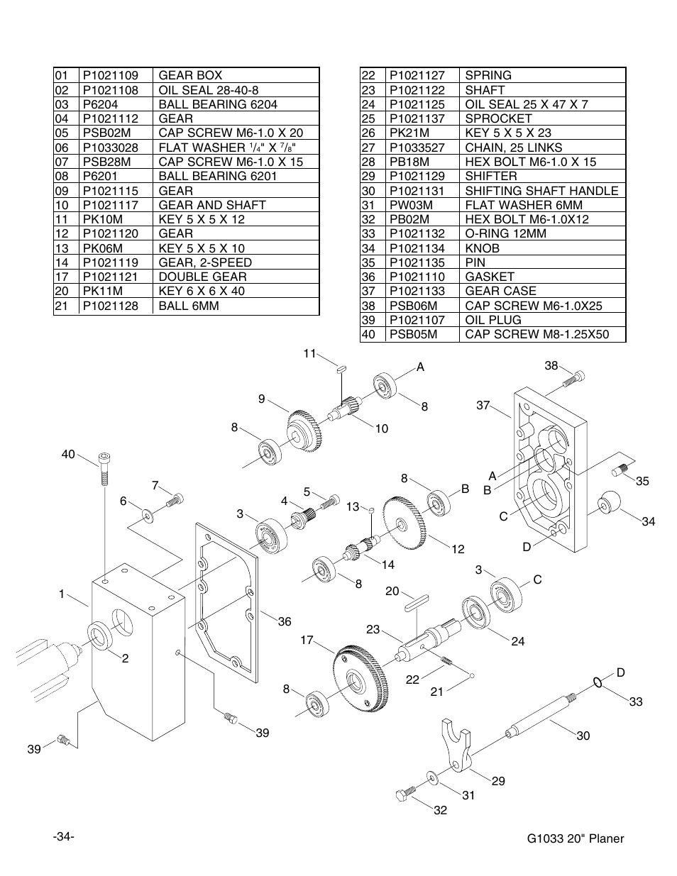 Grizzly Model G1033Z User Manual | Page 38 / 44