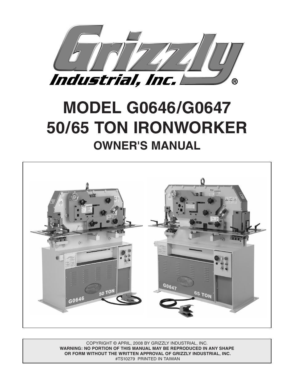 Grizzly 50/65 Ton Ironworker G0646 User Manual | 76 pages