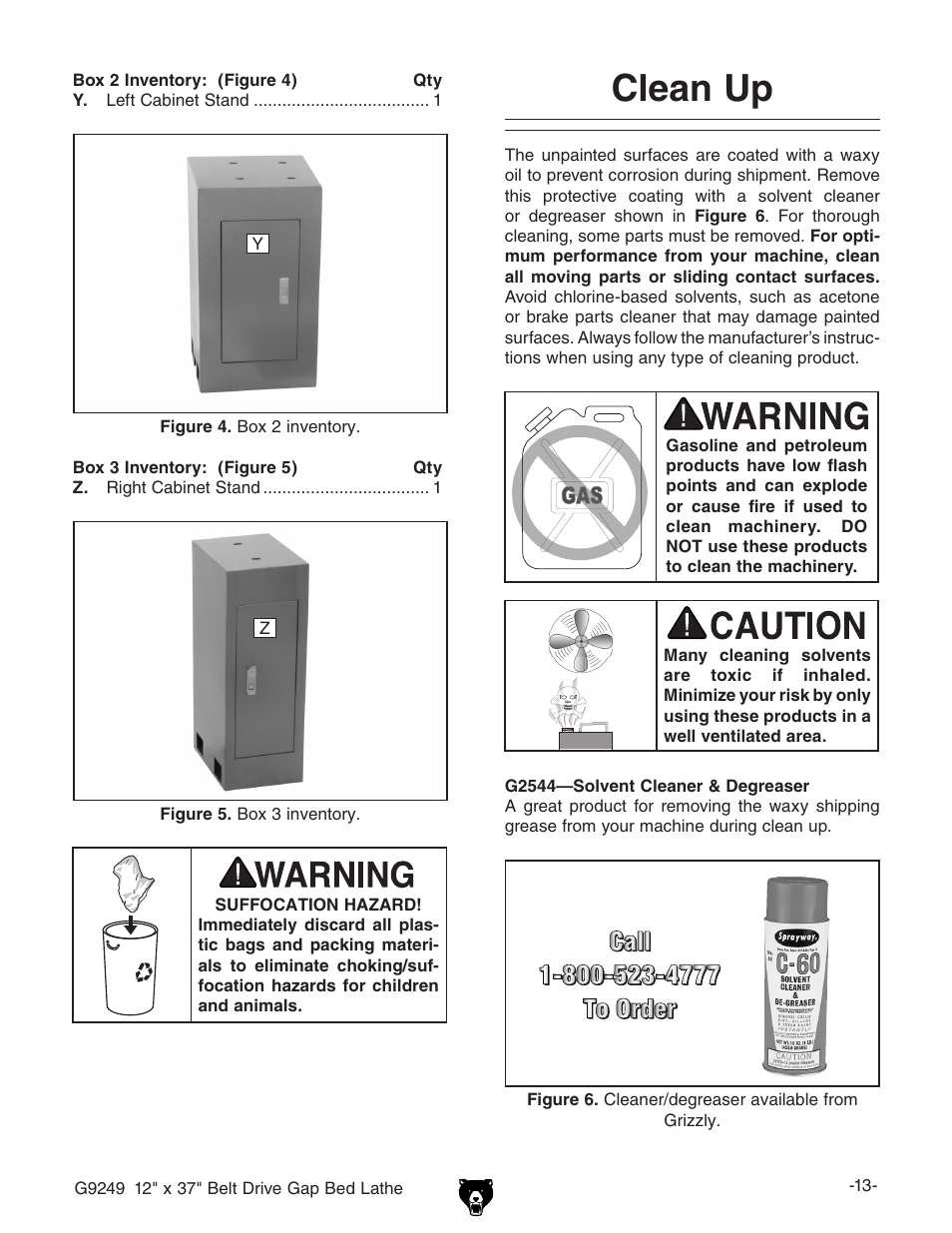 Clean up | Grizzly G9249 User Manual | Page 15 / 92