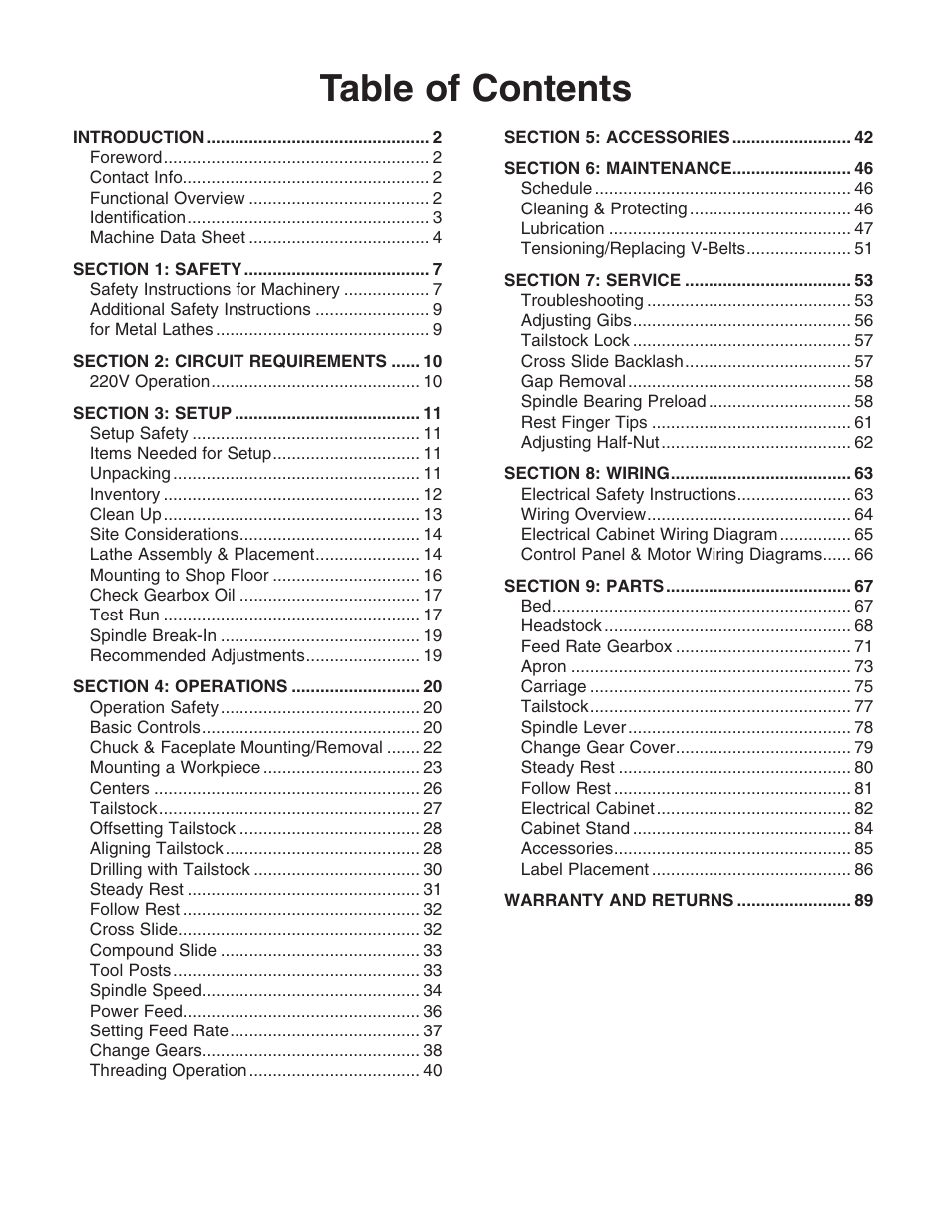 Grizzly G9249 User Manual | Page 3 / 92