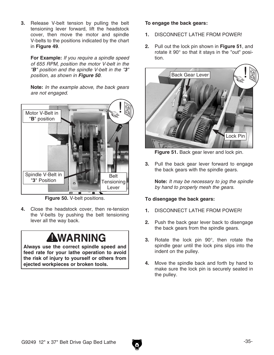 Grizzly G9249 User Manual | Page 37 / 92
