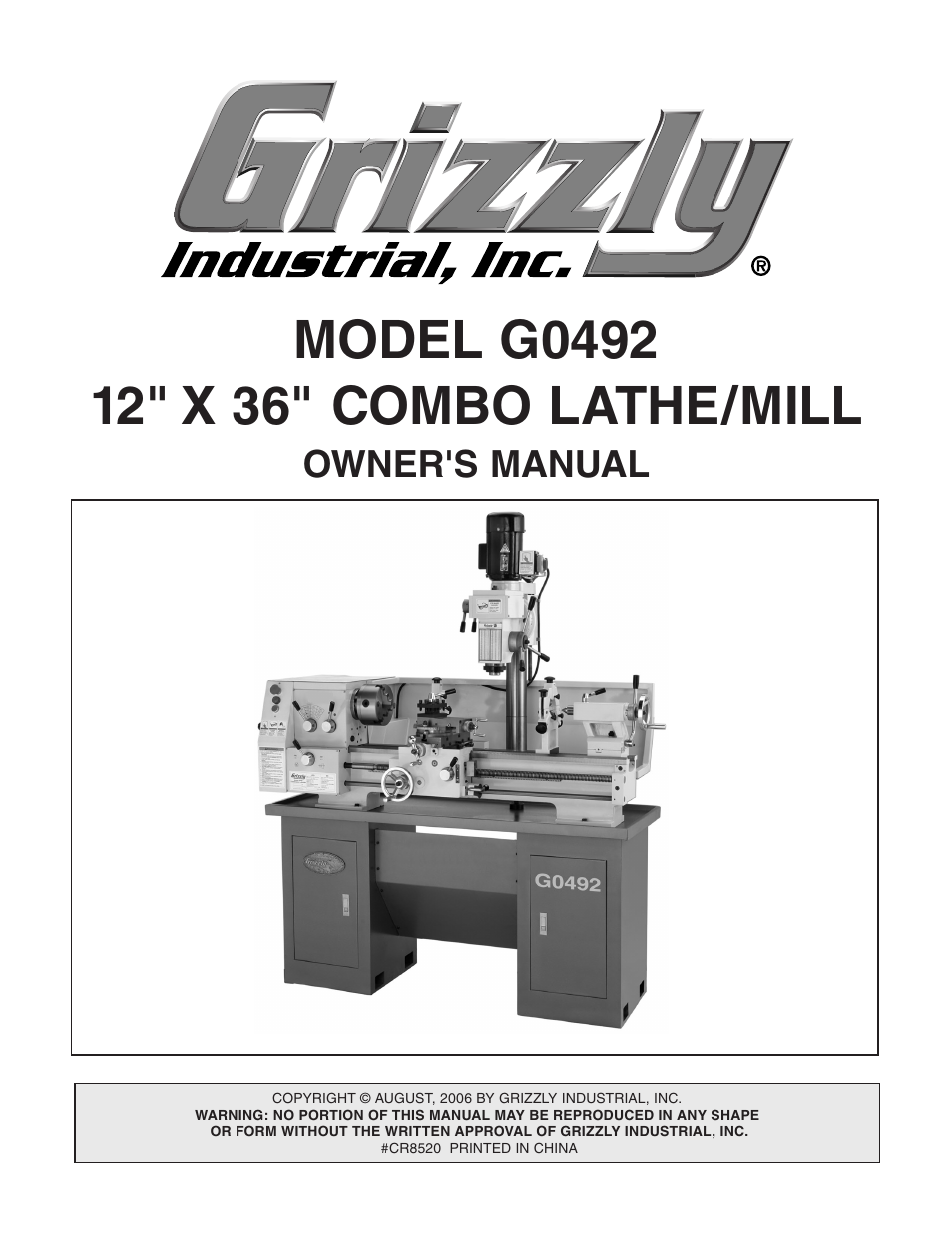 Grizzly G0492 User Manual | 76 pages