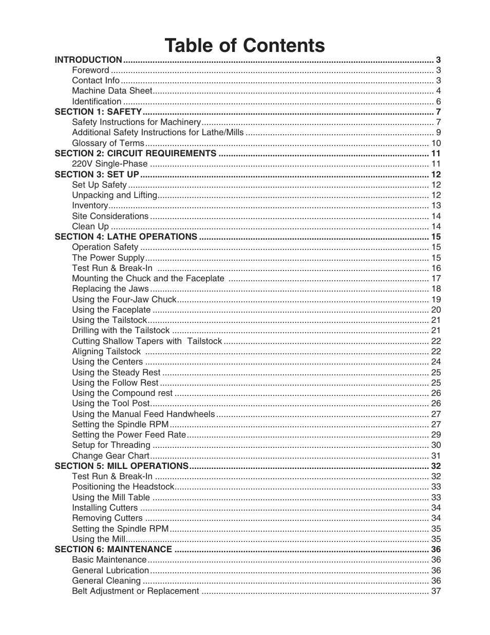 Grizzly G0492 User Manual | Page 3 / 76