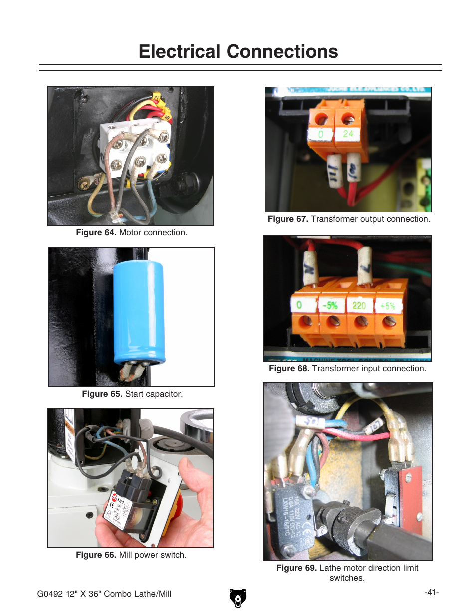 Electrical connections | Grizzly G0492 User Manual | Page 43 / 76