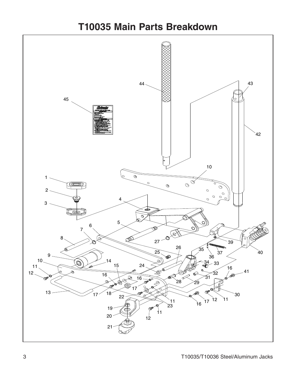 Grizzly Steel/Aluminum Jacks T10035 User Manual | Page 3 / 8