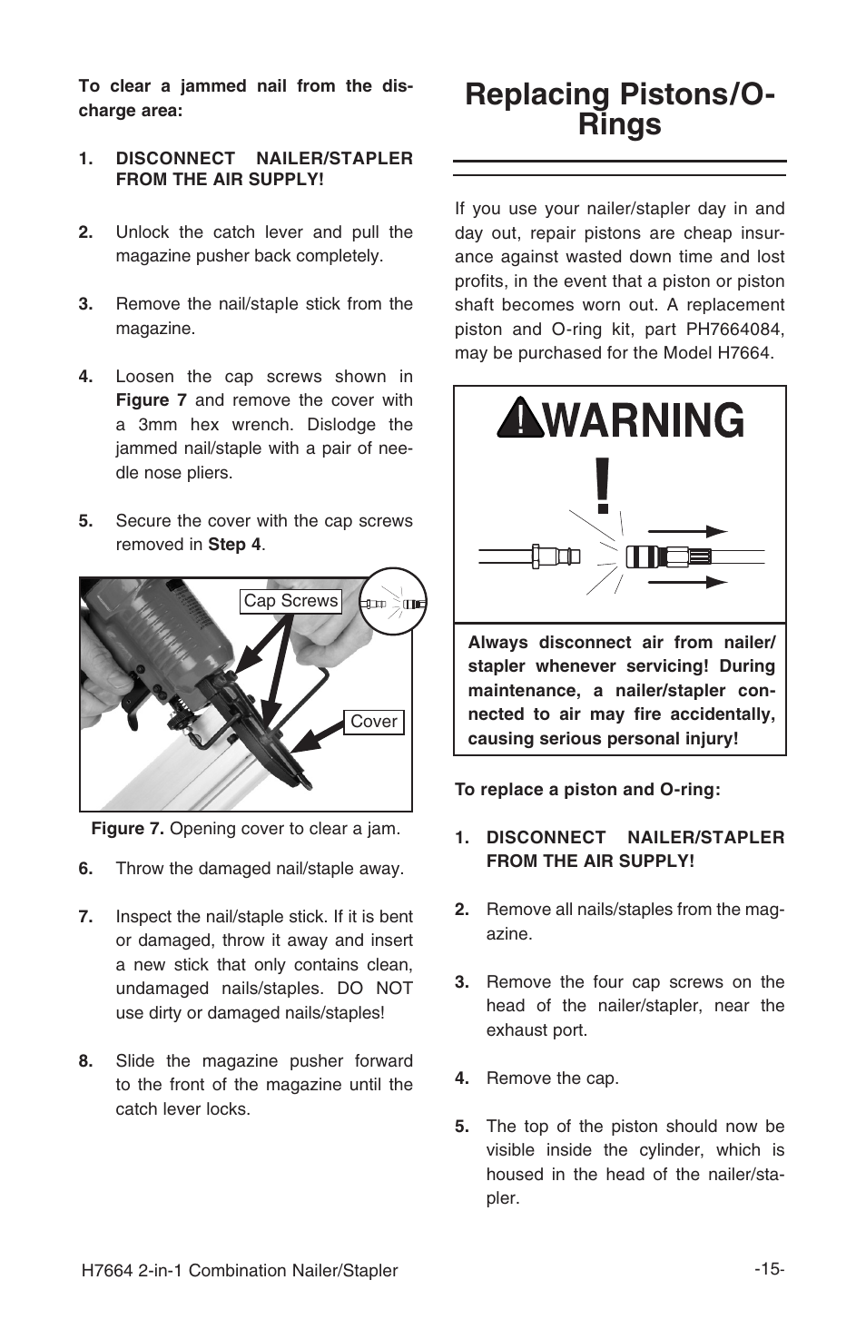 Replacing pistons/o- rings | Grizzly H7664 User Manual | Page 15 / 24