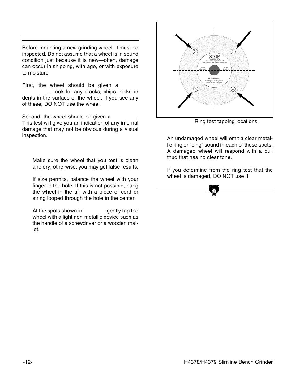 Wheel inspection | Grizzly G7298 User Manual | Page 14 / 28