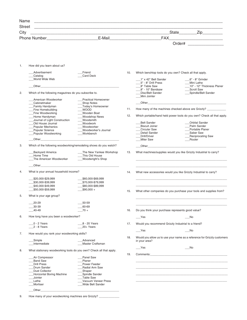 Warranty card | Grizzly G7298 User Manual | Page 25 / 28