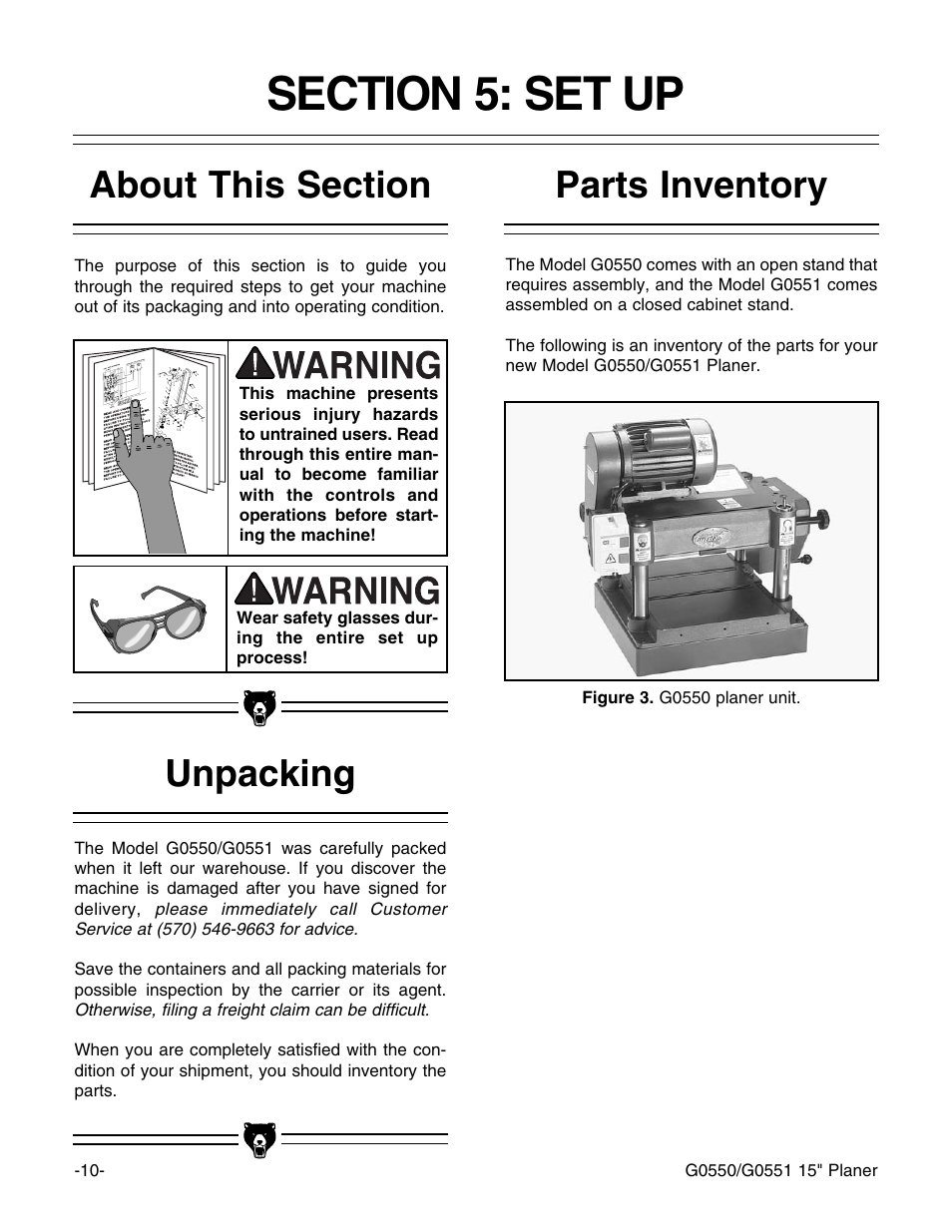 Grizzly G0550/G0551 User Manual | Page 12 / 56