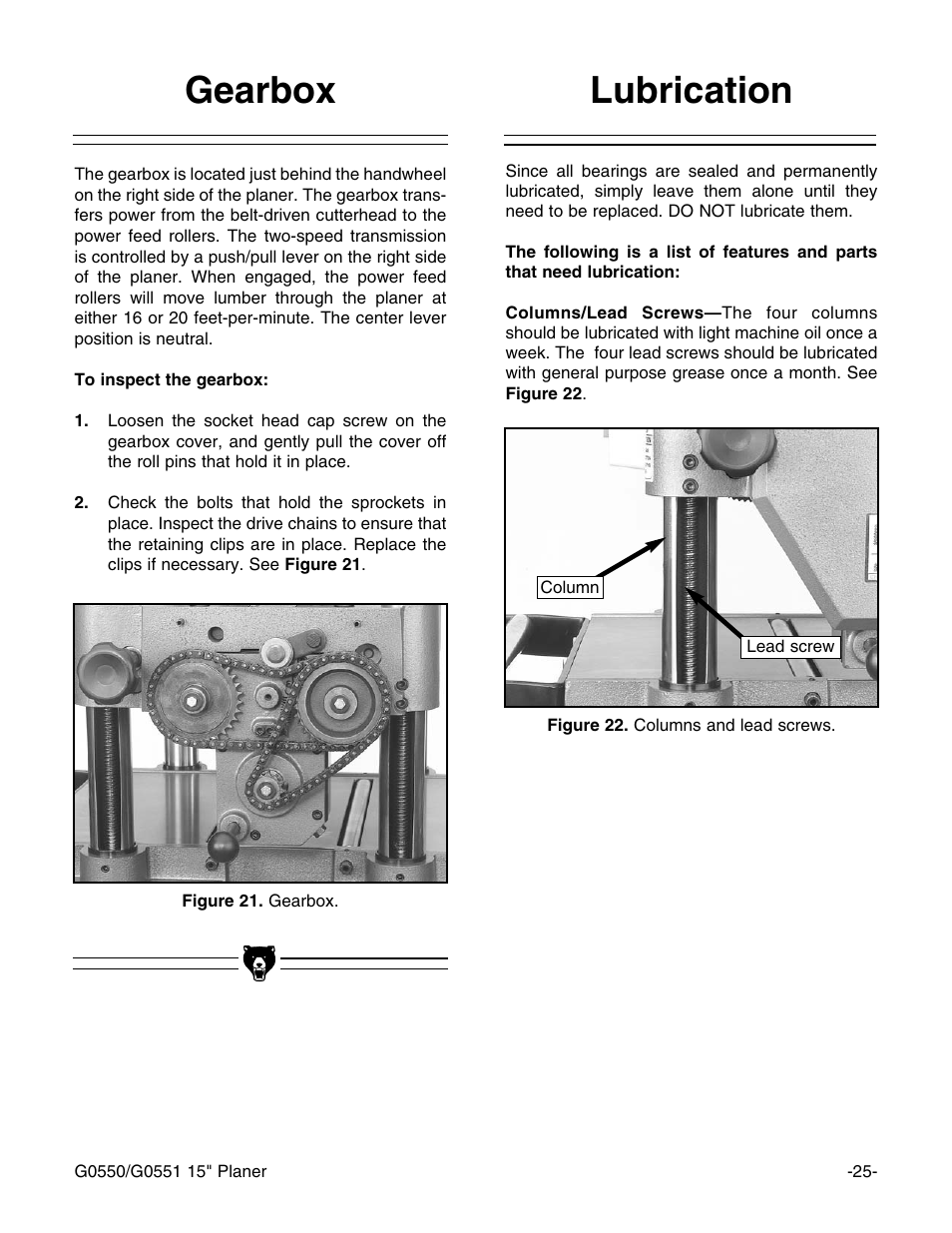 Lubrication gearbox | Grizzly G0550/G0551 User Manual | Page 27 / 56