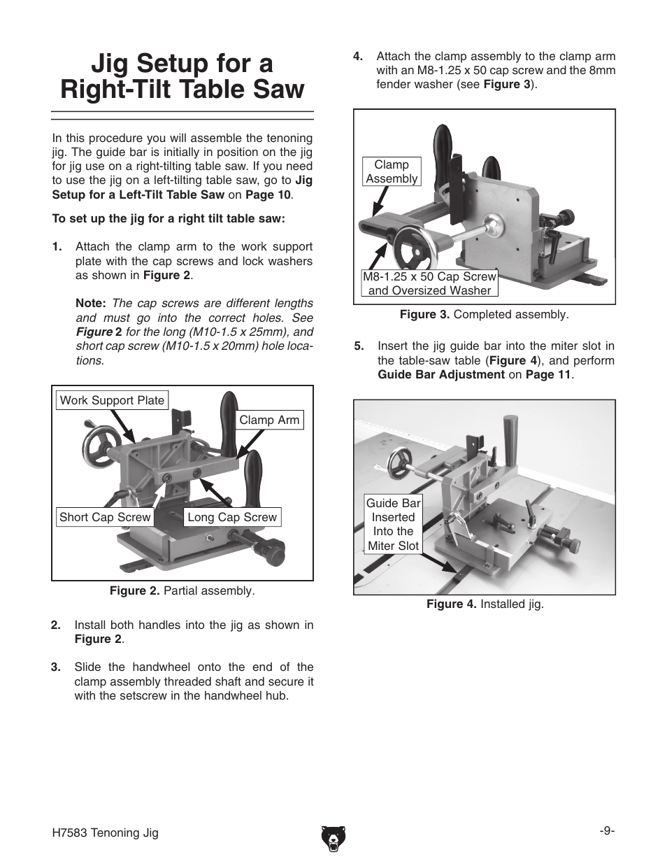 Jig setup for a right-tilt table saw | Grizzly H7583 User Manual | Page 11 / 28