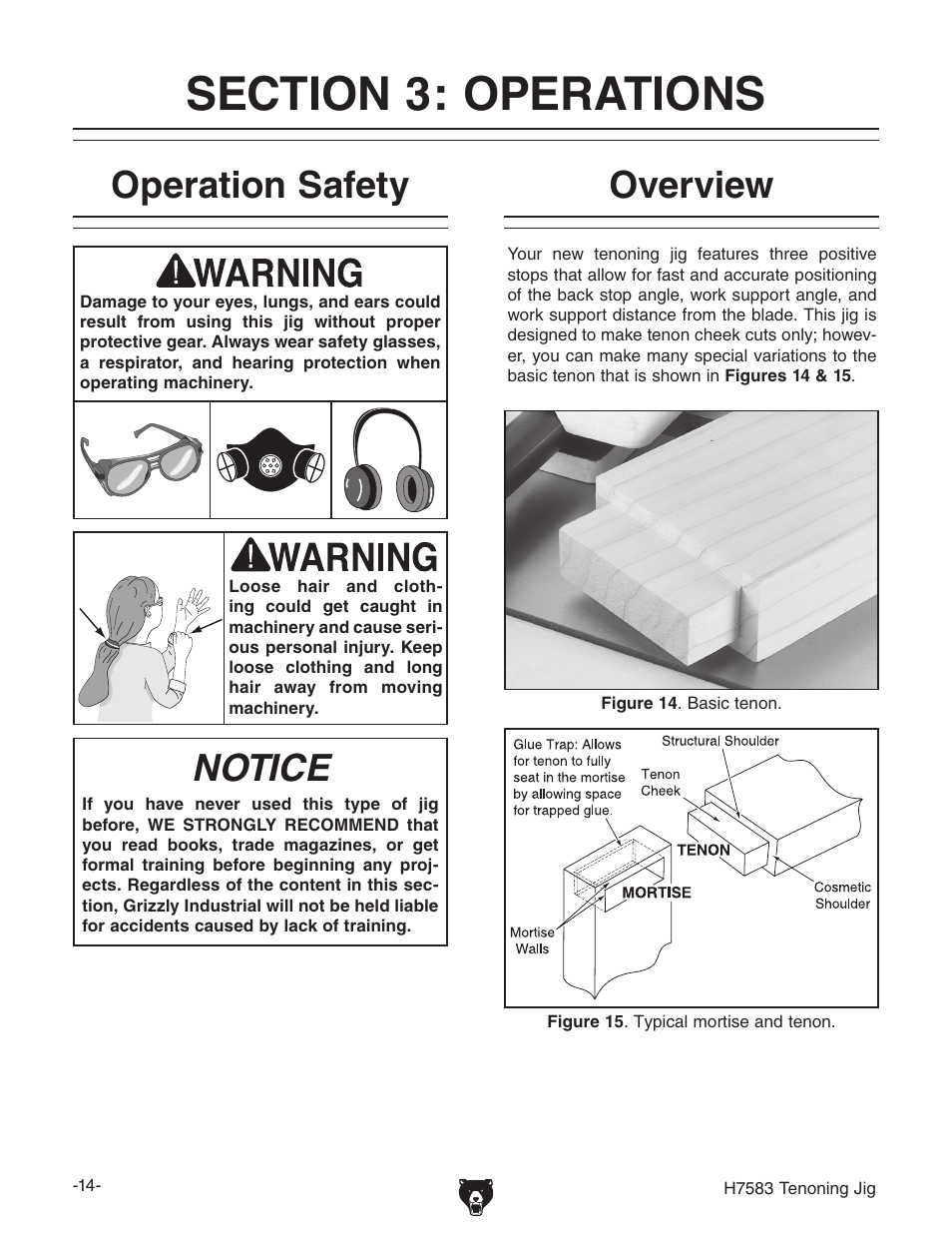 Operation safety, Notice, Overview | Grizzly H7583 User Manual | Page 16 / 28