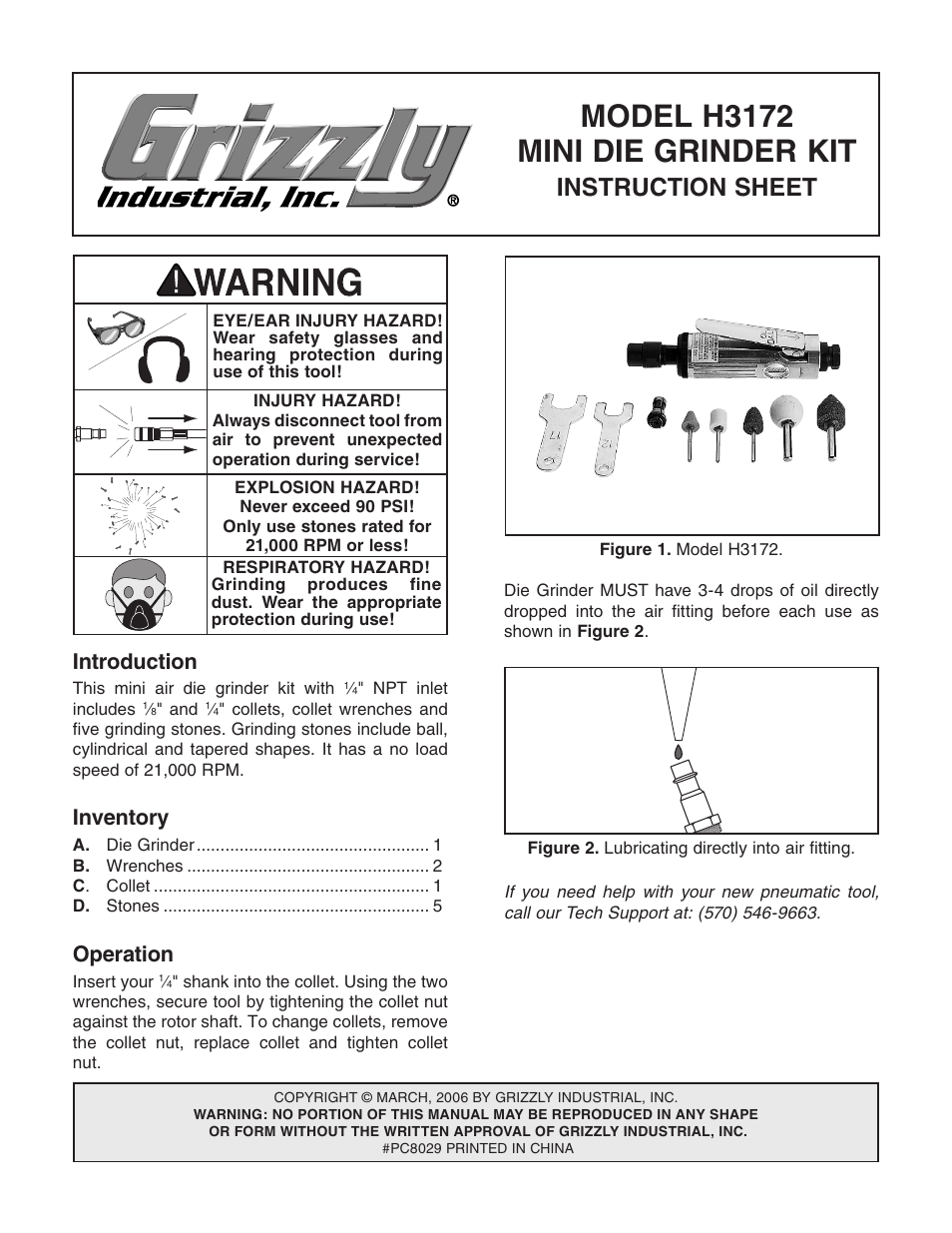 Grizzly H3172 User Manual | 2 pages