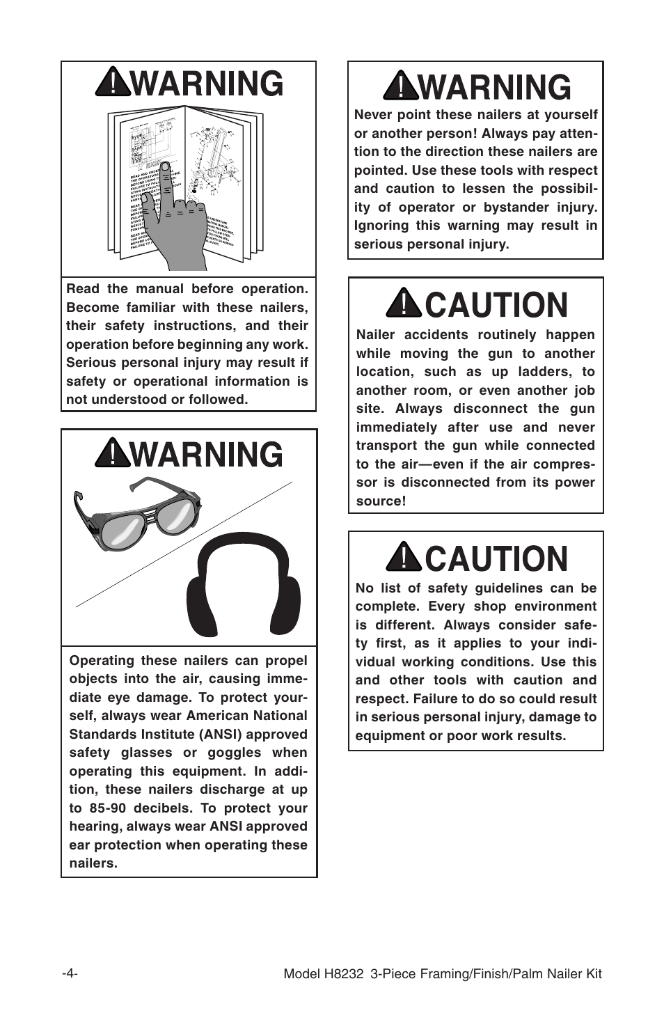 Grizzly 3-Piece Framing/Finish/Palm Nailer Kit H8232 User Manual | Page 6 / 24