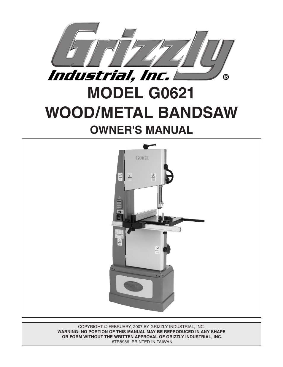 Grizzly G0621 User Manual | 60 pages