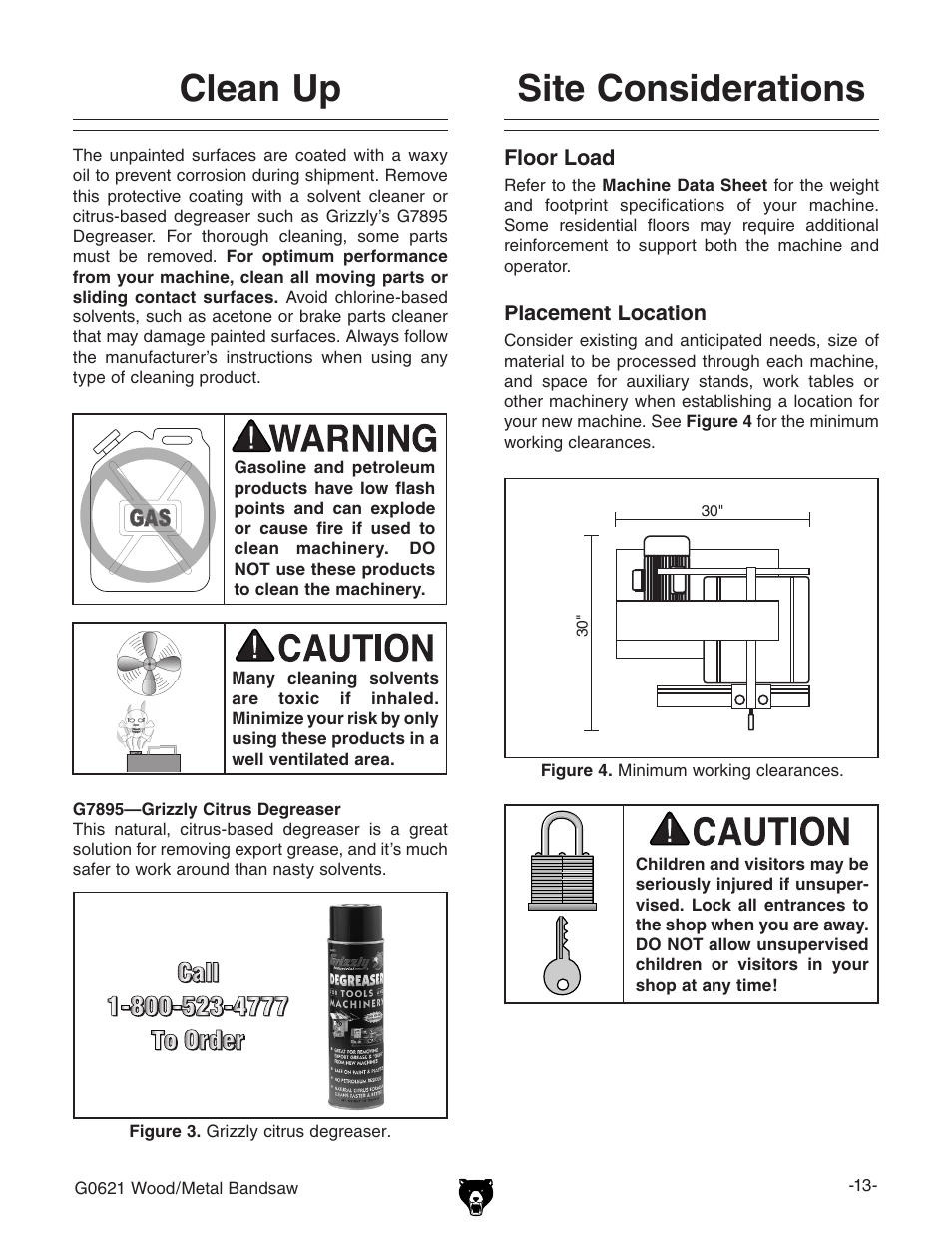 Site considerations clean up | Grizzly G0621 User Manual | Page 15 / 60